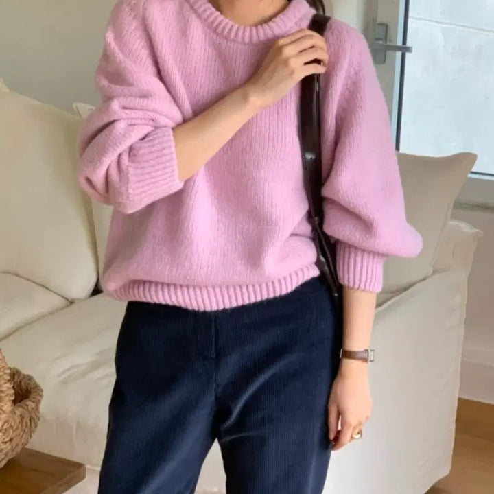 [BUNJANG] Alpaca Wool Loose Fit Round Knit / 알파카 울 루즈핏 라운드 니트