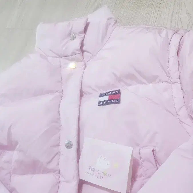 [BUNJANG] Pink M Cropped Down Puffer Jacket / 타미 패딩 크롭 다운 푸퍼 핑크M