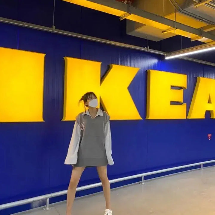 [BUNJANG] Lettering Knit Vest (Gray) / 레터링 니트 조끼 그레이 (새상품)