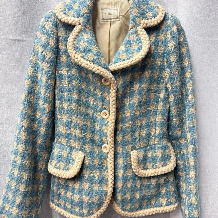 [BUNJANG] 레니본 Blue Houndstooth Tweed 55 / 레니본 블루 하운드투스패턴 트위드 55