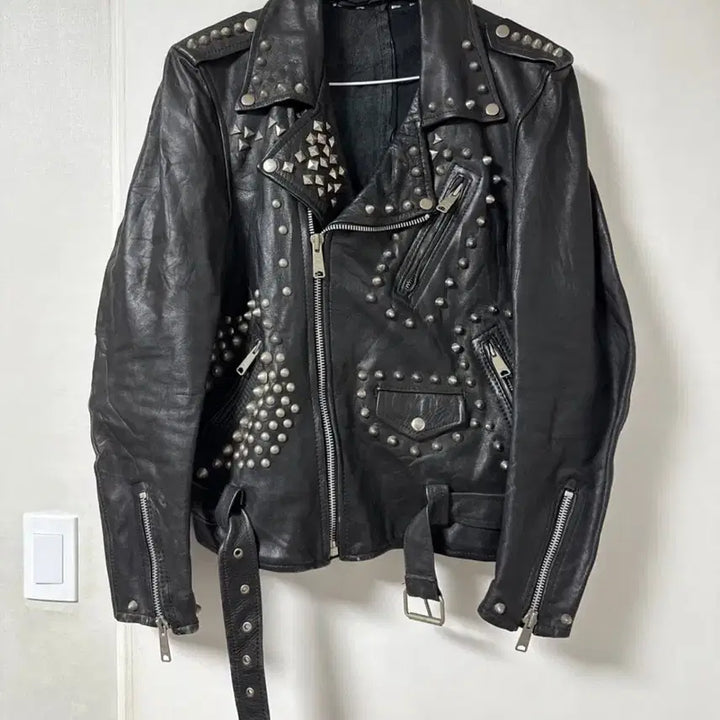 [BUNJANG] Vintage Studded Cow Leather Jacket / 빈티지 스터드 장식 락시크 카우레더자켓