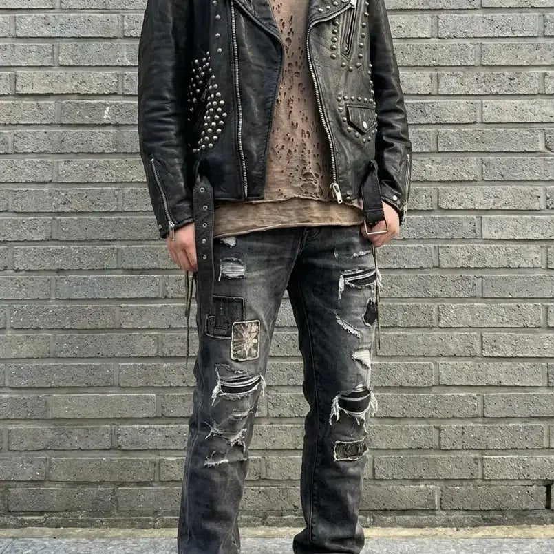 [BUNJANG] Mihara Yasuhiro Grunge Hole Double Layered Short Sleeve T-Shirt / 미하라야스히로 그런지 홀 데미지 이중레이어드 반팔