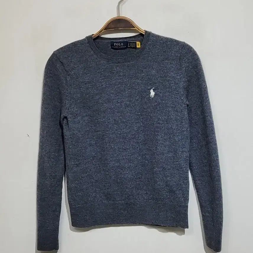 [BUNJANG] Ralph Lauren Polo Charcoal Wool Sweater / (S) 랄프로렌 폴로 니트 차콜 라운드 울스웨터 슬림핏