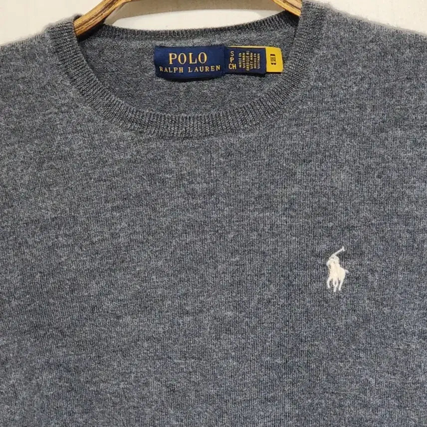 [BUNJANG] Ralph Lauren Polo Charcoal Wool Sweater / (S) 랄프로렌 폴로 니트 차콜 라운드 울스웨터 슬림핏