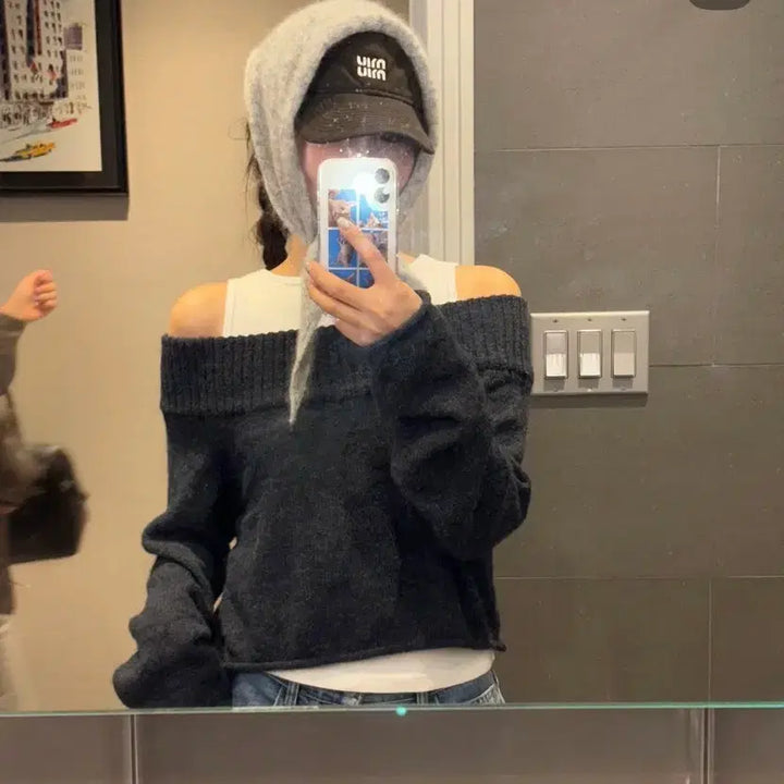 [BUNJANG] Bell Off Shoulder Knit / 바이무드  Bell Off Shoulder Knit