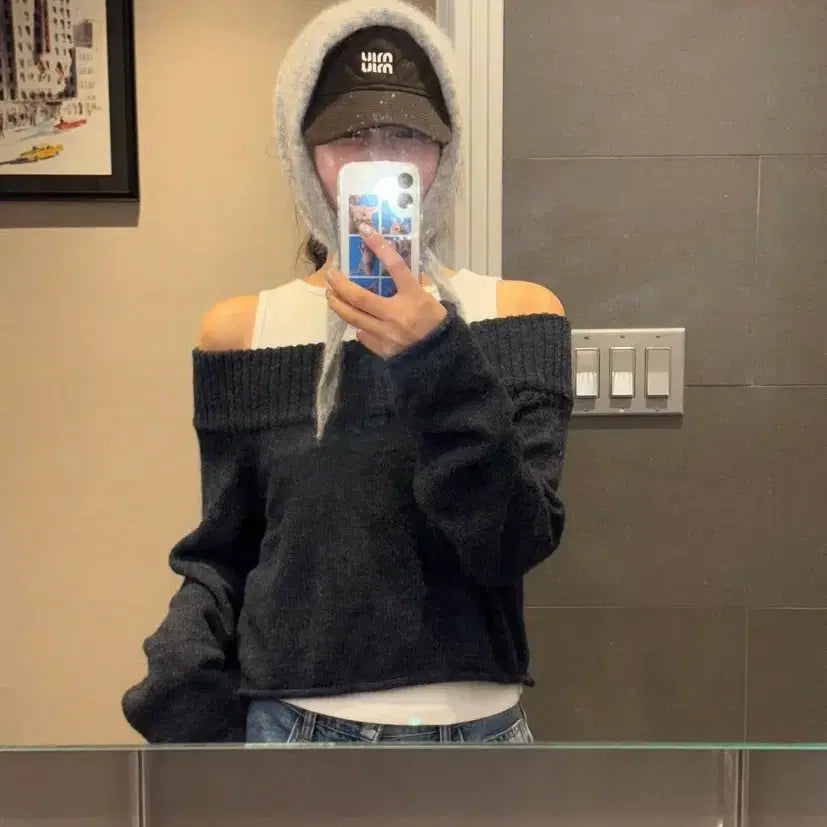 [BUNJANG] Bell Off Shoulder Knit / 바이무드  Bell Off Shoulder Knit