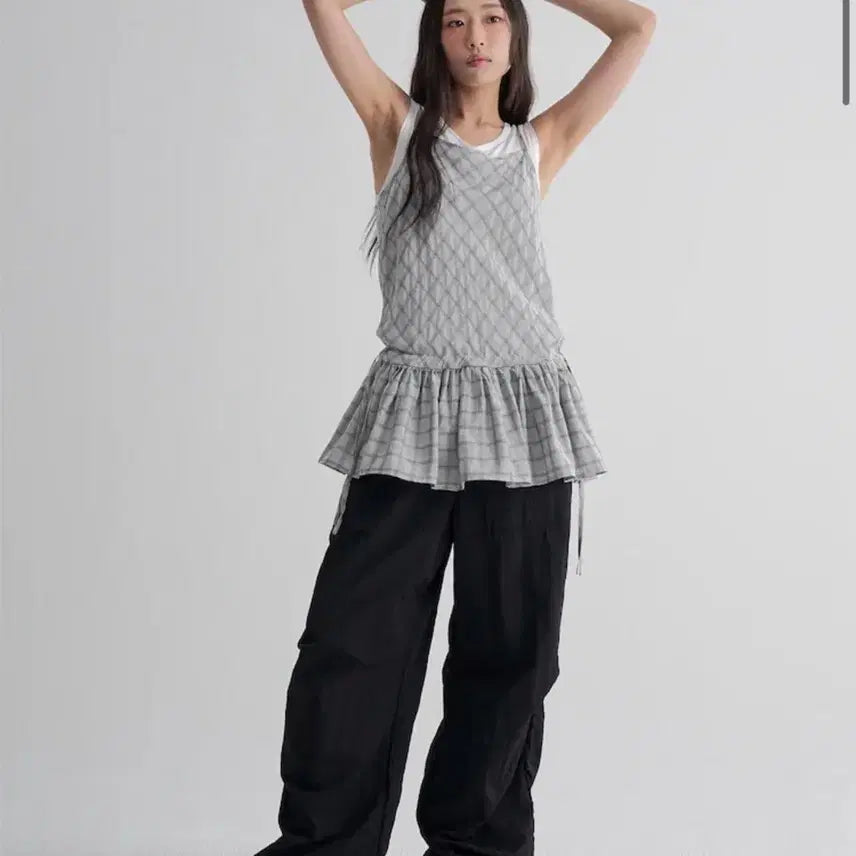 [BUNJANG] Eight Seconds Check Pattern Bustier Flare Skirt Layering / 체크 패턴 뷔스티에 플레어 스커트 레이어드/에잇세컨즈 미쏘 김아홉 자라