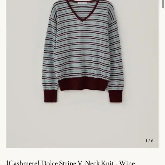 [BUNJANG] Dolce Cashmere Stripe V-Neck / Che-seoul [Cashmere] Dolce Stripe V-Neck