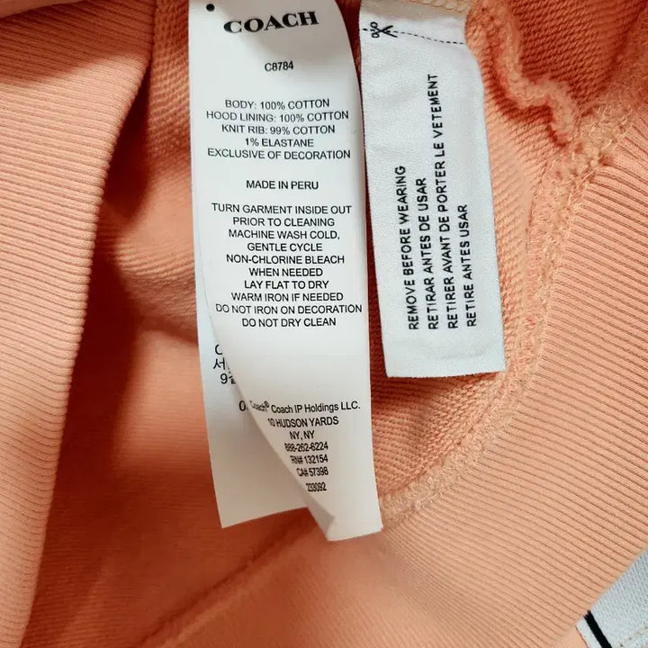 [SOLD OUT] 코치 COACH 테이핑 후드티 맨투맨 정품 21년제품 피치오렌지 xs