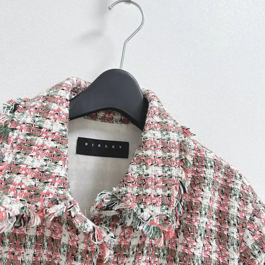 [BUNJANG] Pink Tweed Shirt Jacket / 시슬리 핑크 트위드 셔츠 자켓