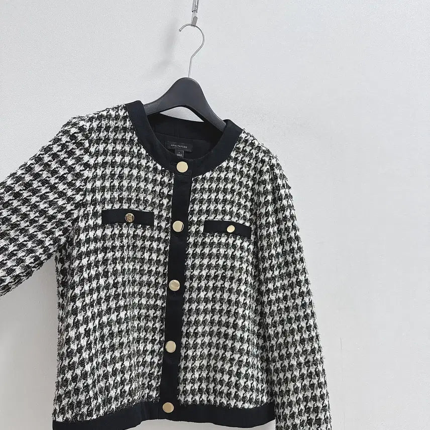 [BUNJANG] Ann Taylor Houndstooth Tweed Jacket / 앤테일러 shimmer 하운드투스 트위드 자켓