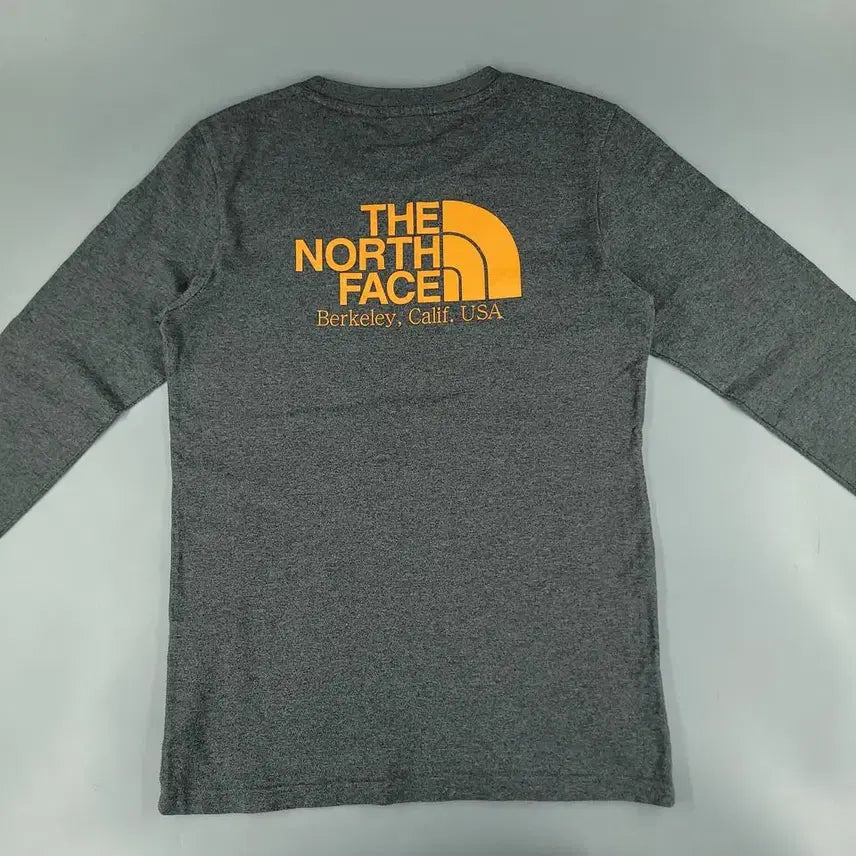 [BUNJANG] The North Face Deep Gray Orange Logo Regular Fit Cotton Long Sleeve T-shirt / 노스페이스 딥그레이 오렌지 로고 레귤러핏 코튼 긴팔 티셔츠 롱슬리브 WO