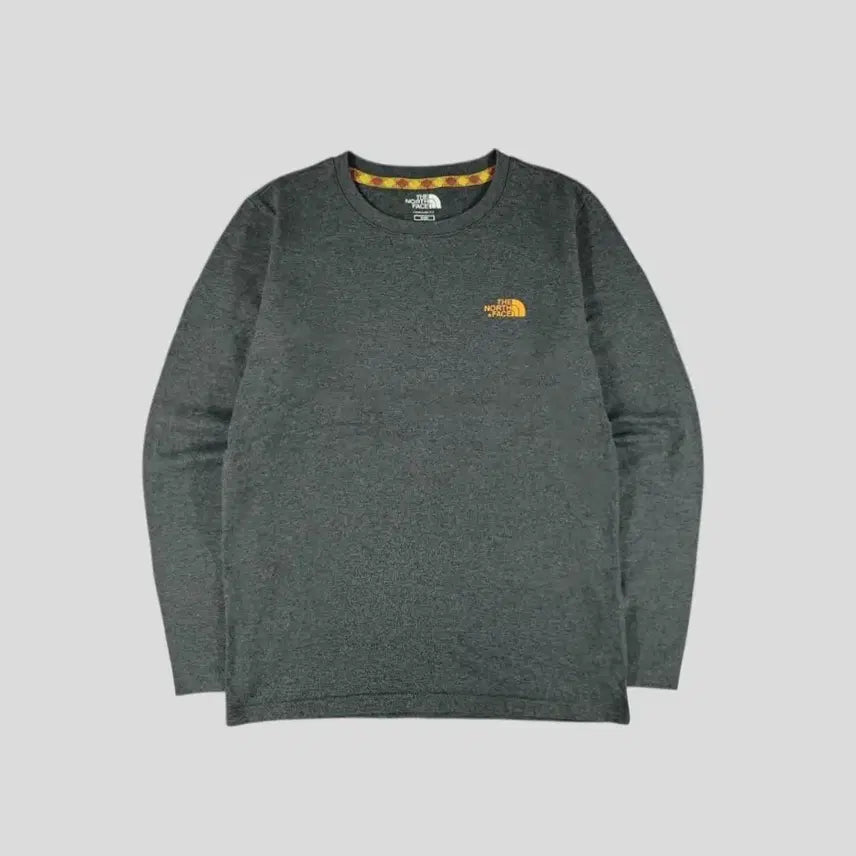 [BUNJANG] The North Face Deep Gray Orange Logo Regular Fit Cotton Long Sleeve T-shirt / 노스페이스 딥그레이 오렌지 로고 레귤러핏 코튼 긴팔 티셔츠 롱슬리브 WO