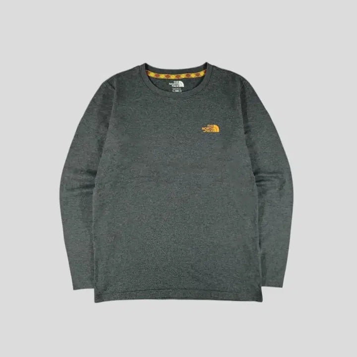 [BUNJANG] The North Face Deep Gray Orange Logo Regular Fit Cotton Long Sleeve T-shirt / 노스페이스 딥그레이 오렌지 로고 레귤러핏 코튼 긴팔 티셔츠 롱슬리브 WO