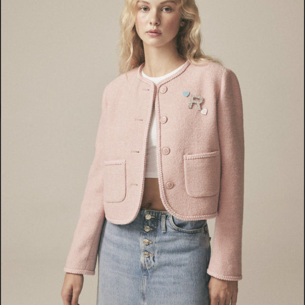 [BUNJANG] RARE01 Pink Tweed Jacket / 레어공일 RARE01 핑크 트위드 자켓