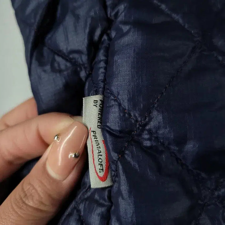 [BUNJANG] No Face Navy Orange Logo Diamond Quilting Raglan PrimaLoft Sweater / 노스페이스 반광 네이비 오렌지 로고 다이아몬드퀼팅 레글런 프리마로프트 써