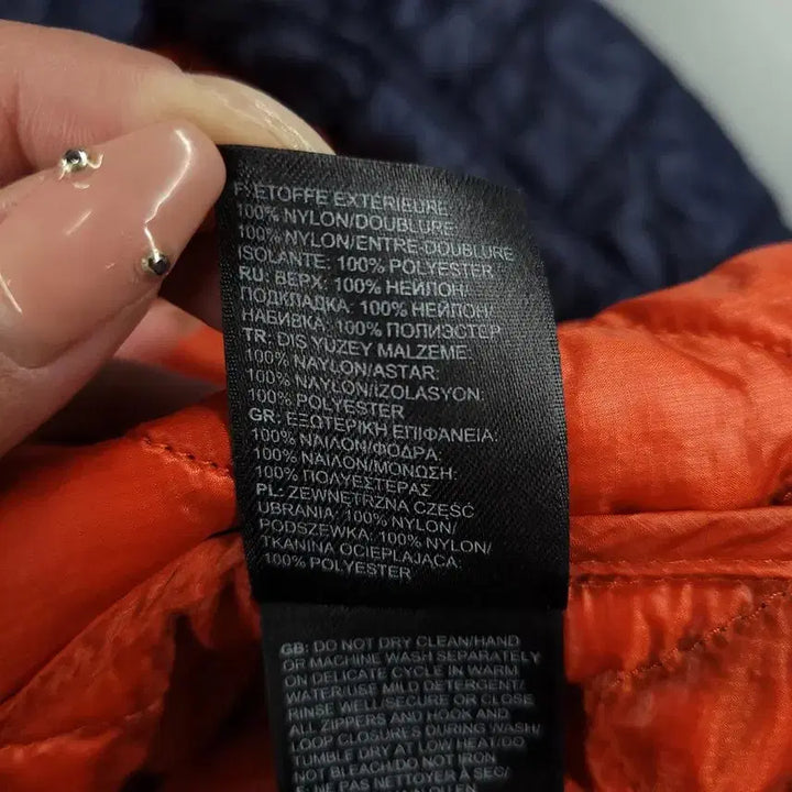 [BUNJANG] No Face Navy Orange Logo Diamond Quilting Raglan PrimaLoft Sweater / 노스페이스 반광 네이비 오렌지 로고 다이아몬드퀼팅 레글런 프리마로프트 써