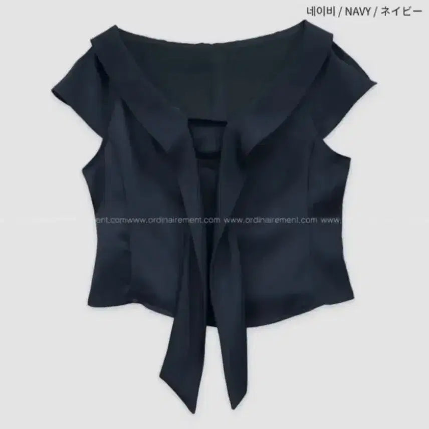 [BUNJANG] Ordinaryment Satin Tie Blouse / 오디너리먼트 샤틴 타이 반팔 블라우스
