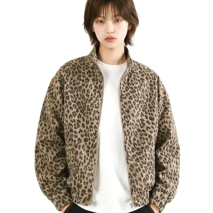 [BUNJANG] Cutie8 Garments Leopard Harrington Jacket / 큐티에잇 가먼츠 레오파드 해링턴 자켓 새제품 싸게 팔아요