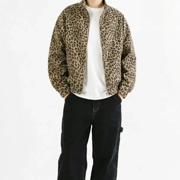 [BUNJANG] Cutie8 Garments Leopard Harrington Jacket / 큐티에잇 가먼츠 레오파드 해링턴 자켓 새제품 싸게 팔아요