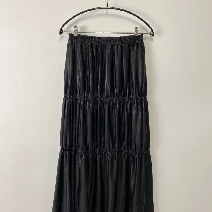 [BUNJANG] Retro Girl Metallic Skirt / 빈티지 RETRO GIRL 셔링 디테일 메탈릭 스커트