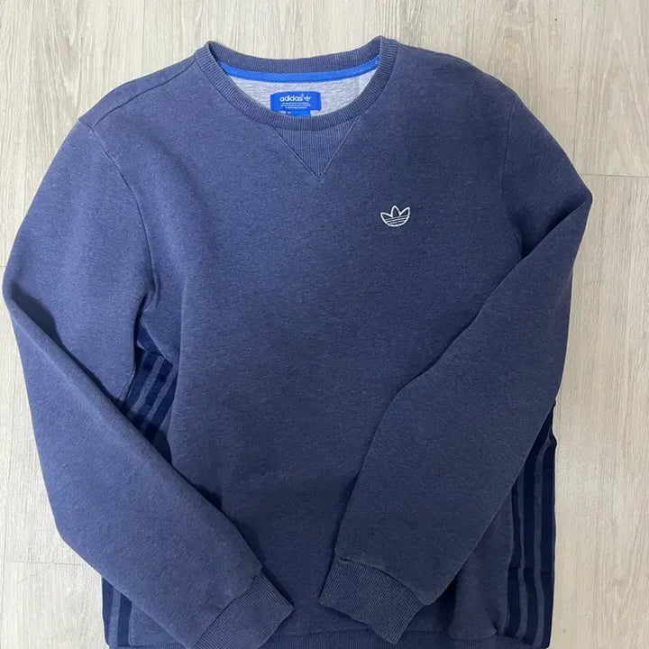 [BUNJANG] Adidas Blue Three-Stripes Sweatshirt T-Shirt / 아디다스 블루 삼선 맨투맨 티셔츠