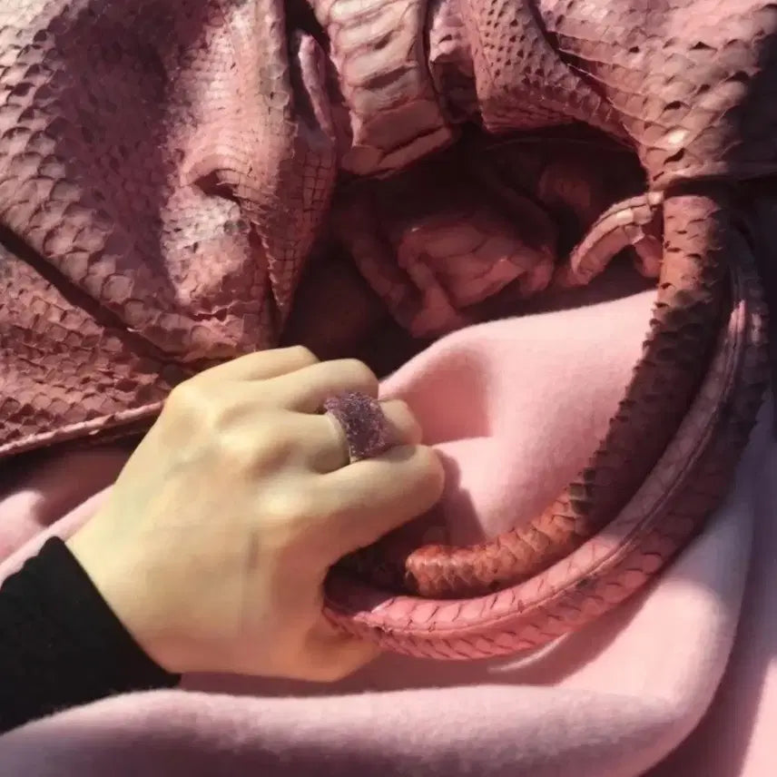 [BUNJANG] Custom Pink Python Leather Big Bag / 맞춤 수입이라 하나밖에 없는 핑크 파이톤 가죽 빅백 스트랩탈부착 가능