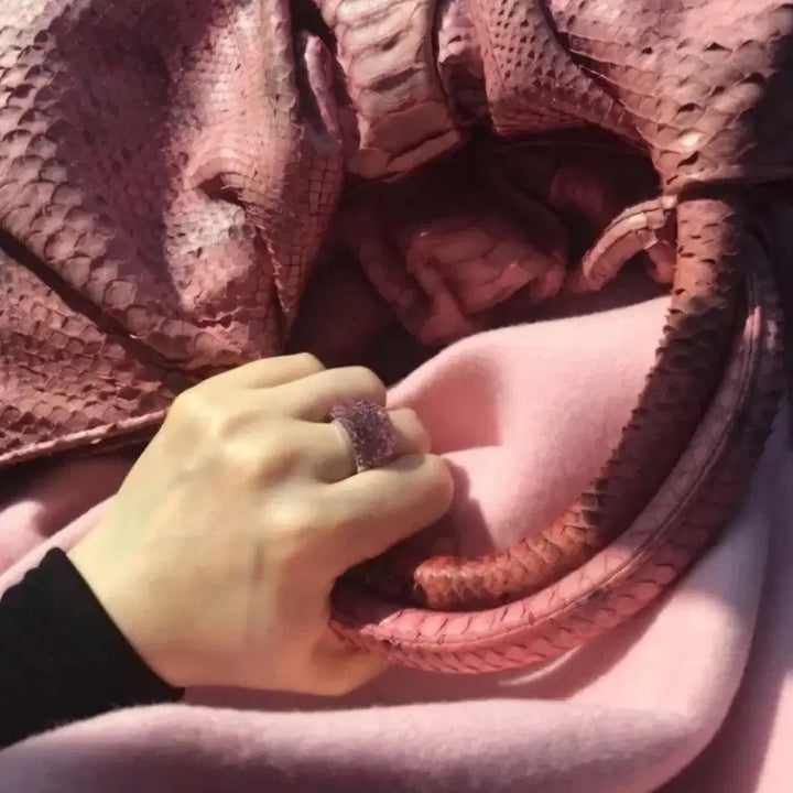 [BUNJANG] Custom Pink Python Leather Big Bag / 맞춤 수입이라 하나밖에 없는 핑크 파이톤 가죽 빅백 스트랩탈부착 가능