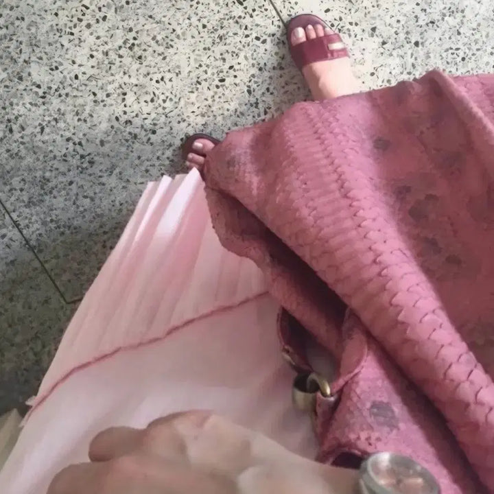 [BUNJANG] Custom Pink Python Leather Big Bag / 맞춤 수입이라 하나밖에 없는 핑크 파이톤 가죽 빅백 스트랩탈부착 가능