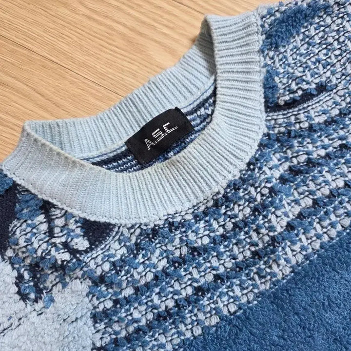 [BUNJANG] Blue Pattern Knit Vest / 블루 패턴 니트 조끼