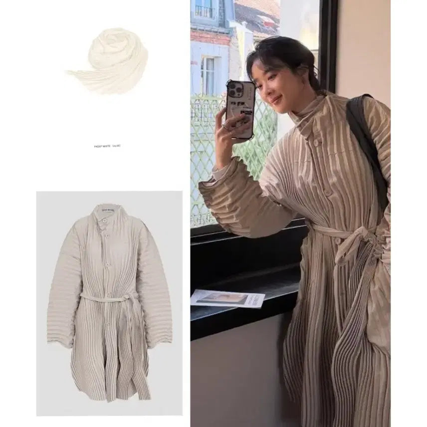 [BUNJANG] Issey Miyake Wavering Coat & Scarf Set / 이청아님 착용)이세이미야케 웨이버링 코트&스카프 ~