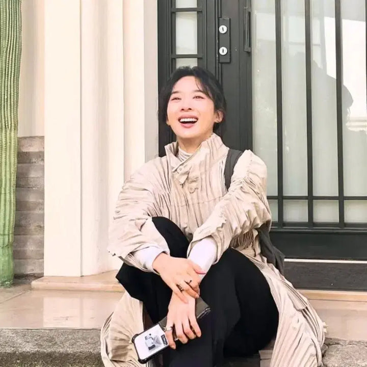 [BUNJANG] Issey Miyake Wavering Coat & Scarf Set / 이청아님 착용)이세이미야케 웨이버링 코트&스카프 ~