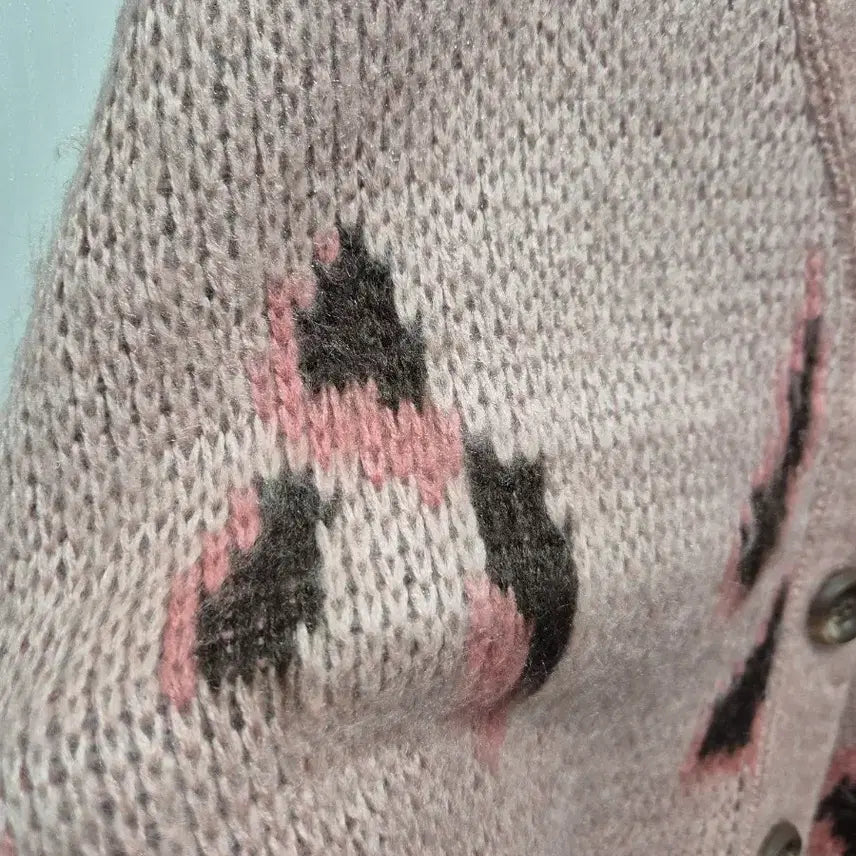 [BUNJANG] Pink Leopard Knit Cardigan / (세일)핑크 레오파드 니트 가디건