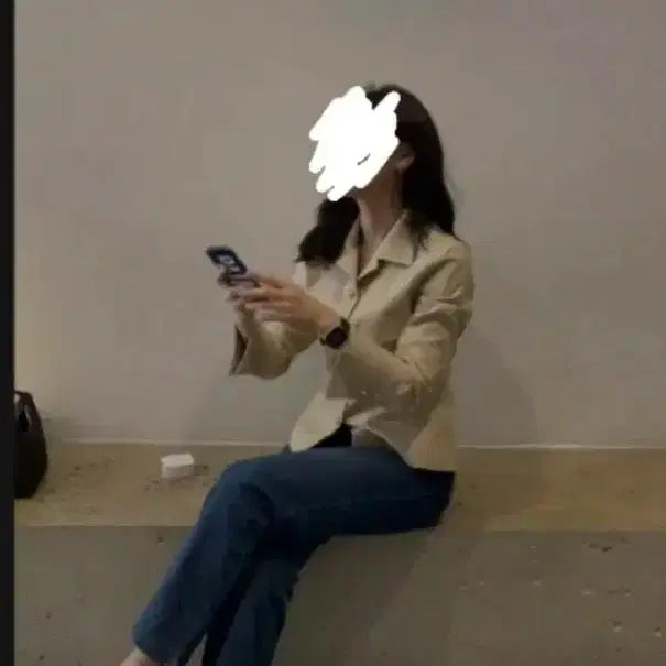 [BUNJANG] Lapillus Beige Shirt Jacket (New) / 로라운예 베이지셔츠자켓(새상품)