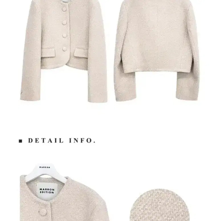 [BUNJANG] Marron Edition Creamy Beige Boucle Wool Blazer / [S] 마론에디션 크리미 베이지 부클 울 블레이저