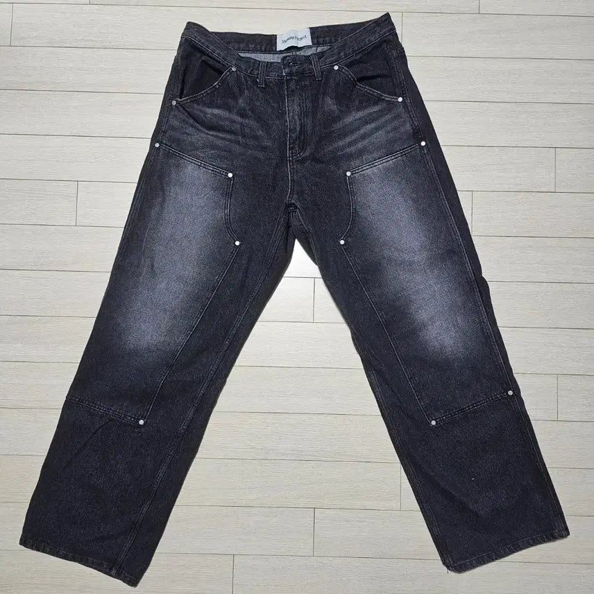 [BUNJANG] Umment Double Knee Black Denim Jeans L Size / 유먼트 더블니 흑청 L사이즈