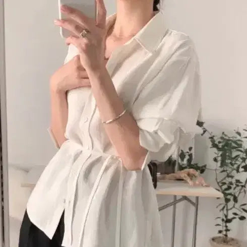 [BUNJANG] Sasaek Erde Strap Blouse Cream / 사색 에르데 스트랩 블라우스 크림