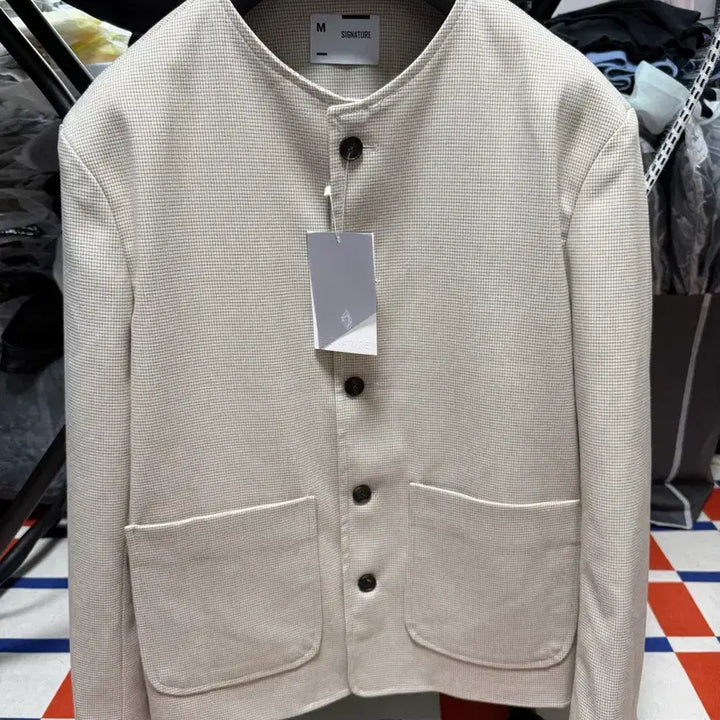 [BUNJANG] Signature Round Neck Jacket / 시그니처 라운드넥 자켓