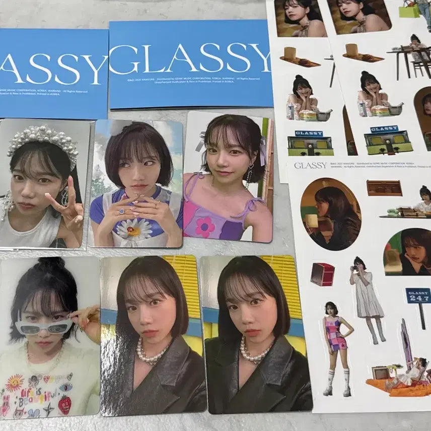 [BUNJANG] IZ*ONE Jo Yuri GLASSY Bundle Set Photocard + Sticker + Message Card / 조유리 GLASSY 글래시 포토카드 + 스티커 + 메시지 카드 일괄