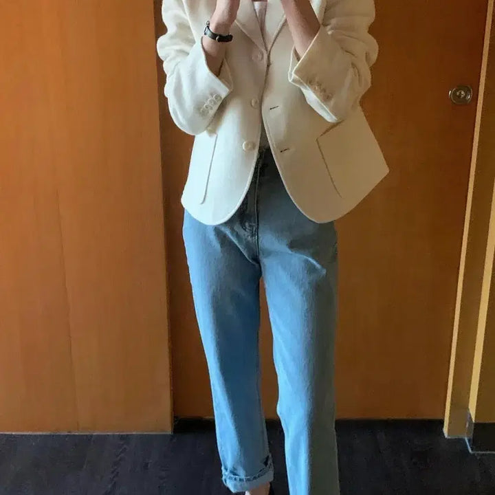 [BUNJANG] Luminar White Blazer Jacket / 루미나 마켓 luminar 화이트 블레이저 자켓