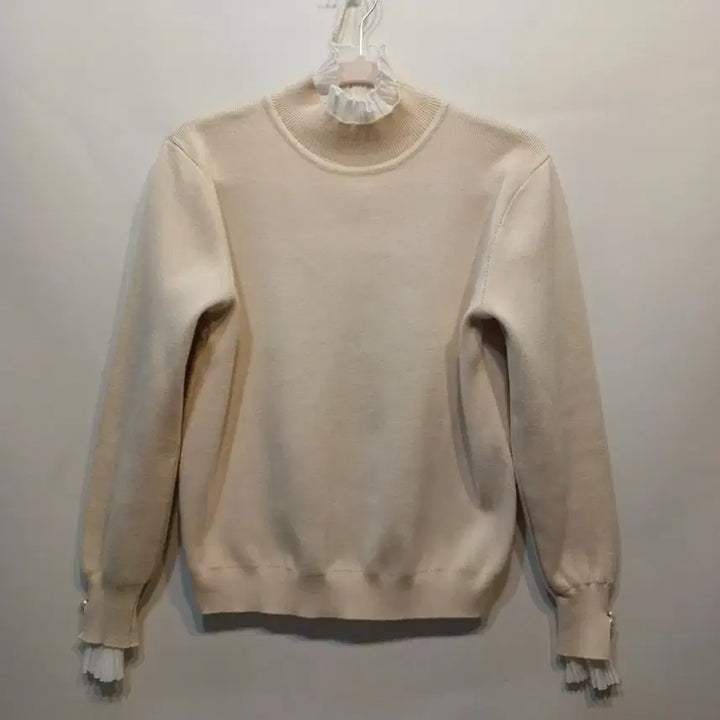 [BUNJANG] Ivory Frill Neck Knit / 아이보리 프릴넥 니트80사이즈 가을겨울   62140