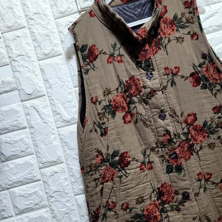 [BUNJANG] Floral Pattern Bonded Long Vest / 꽃무늬 면본딩 롱 조끼 베스트