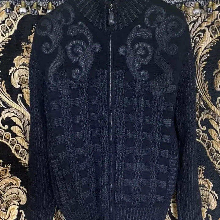 [BUNJANG] Versace Baroque Knit Top / [정품] 베르사체 블랙 자카드 한정판 바로크 니트 M