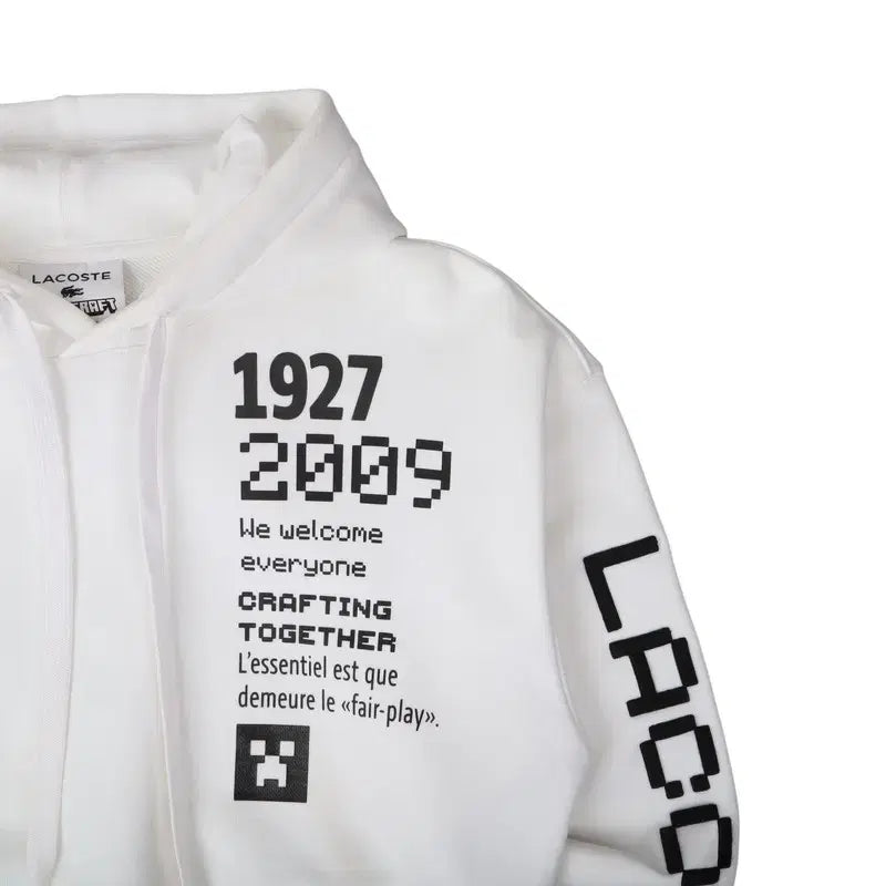 [BUNJANG] Lacoste Minecraft White Crop Hoodie / 라코스테 x 마인크래프트 화이트 크롭 후드티