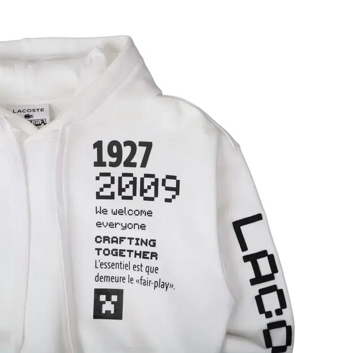 [BUNJANG] Lacoste Minecraft White Crop Hoodie / 라코스테 x 마인크래프트 화이트 크롭 후드티