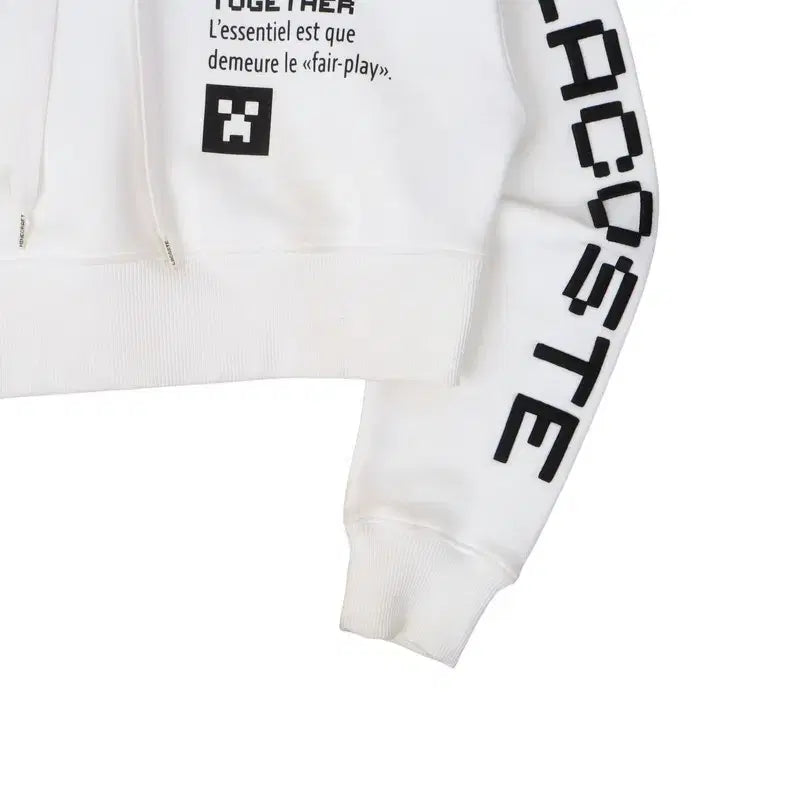 [BUNJANG] Lacoste Minecraft White Crop Hoodie / 라코스테 x 마인크래프트 화이트 크롭 후드티