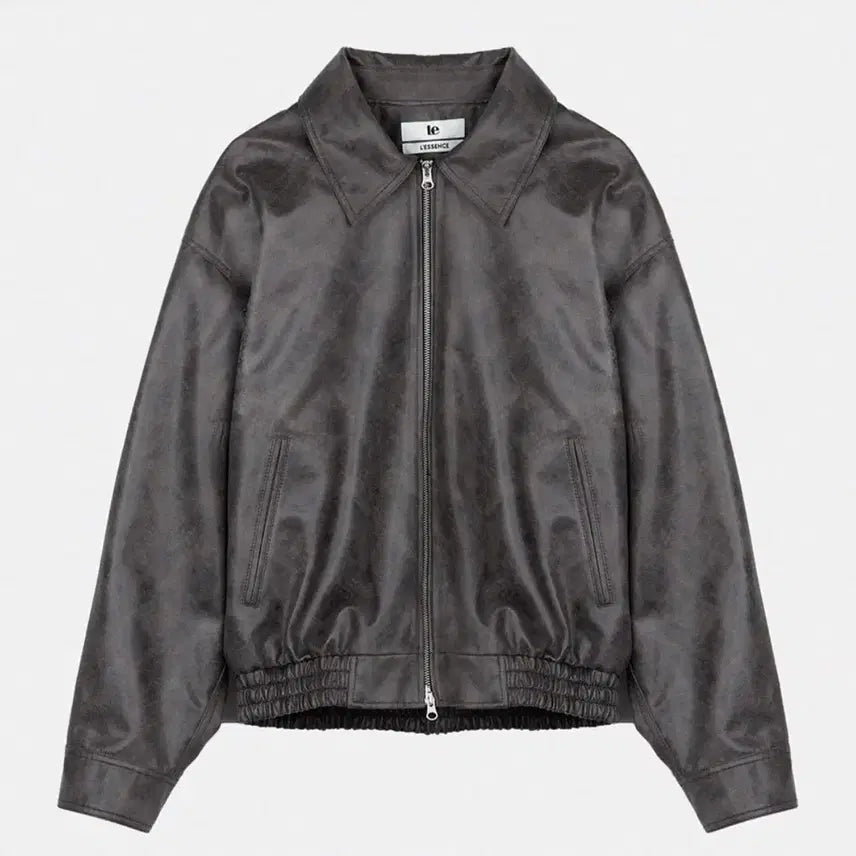 [BUNJANG] Le Chrack Leather Blouson Jacket (Charcoal) / 르 le 크랙 레더 블루종 자켓 점퍼 (차콜)