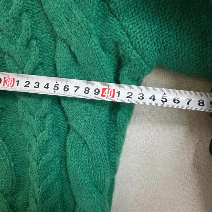 [BUNJANG] Green Cable Knit Crop Top (Size 44-55) / 여성 그린 꽈배기 크롭 니트 44-55