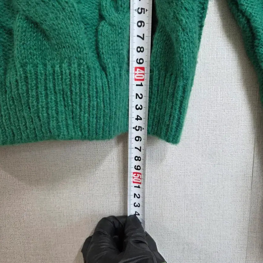 [BUNJANG] Green Cable Knit Crop Top (Size 44-55) / 여성 그린 꽈배기 크롭 니트 44-55