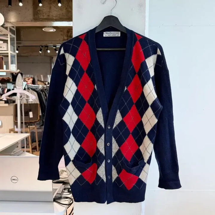 [BUNJANG] Burberry Argyle Pattern Cardigan / 버버리 네이비 아가일패턴 가디건